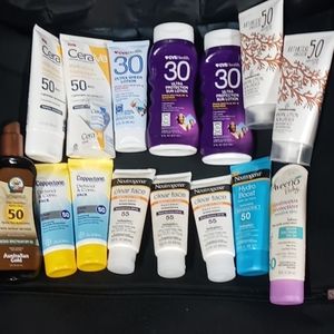 Various sunscreen lotions and face cares